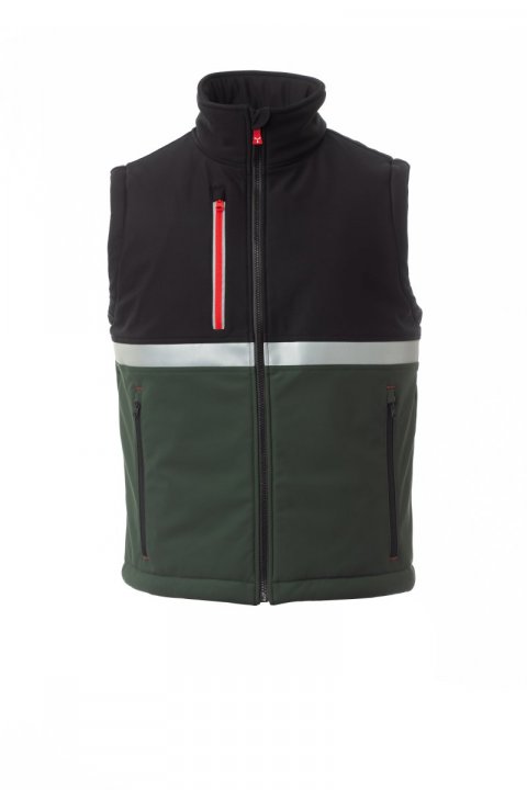 Wise Pad Gefütterte Softshell-Weste WALDGRÜN / Noir