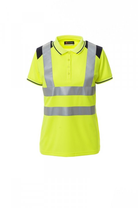Guard+Lady Polohemd Jaune fluo / Bleu marine