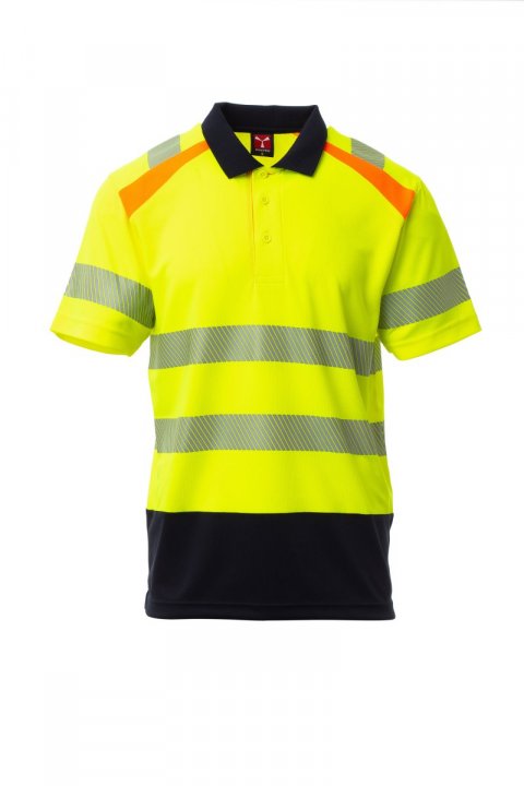 Lane Polohemd FLUOGELB/MARINEBLAU