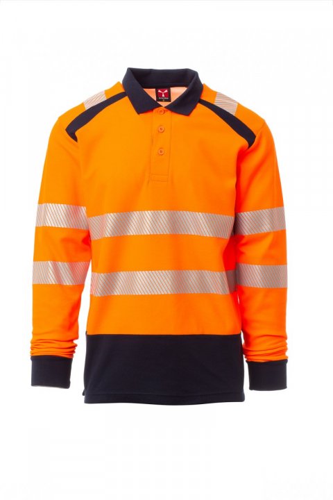 Road Winter Polohemd FLUOORANGE/MARINEBLAU